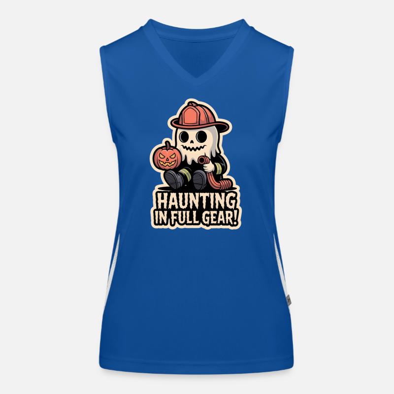Firefighter Boo – Spooky Cute Halloween Ghost Women's Functional Contrast Tank Top