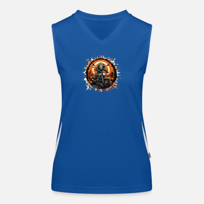 Skelett Biker im Halloween Ring Funktionelles Kontrast-Tank Top für Frauen