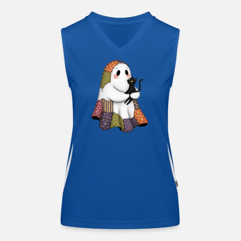 Patchwork Ghost with Black Cat Women's Functional Contrast Tank Top