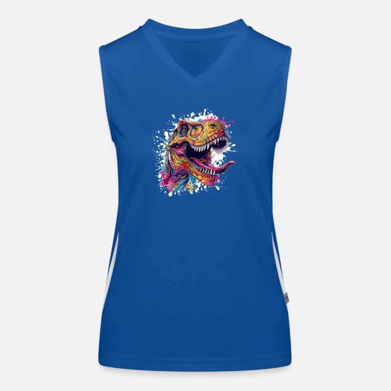 Bunter T-Rex Kopf Splash Funktionelles Kontrast-Tank Top für Frauen