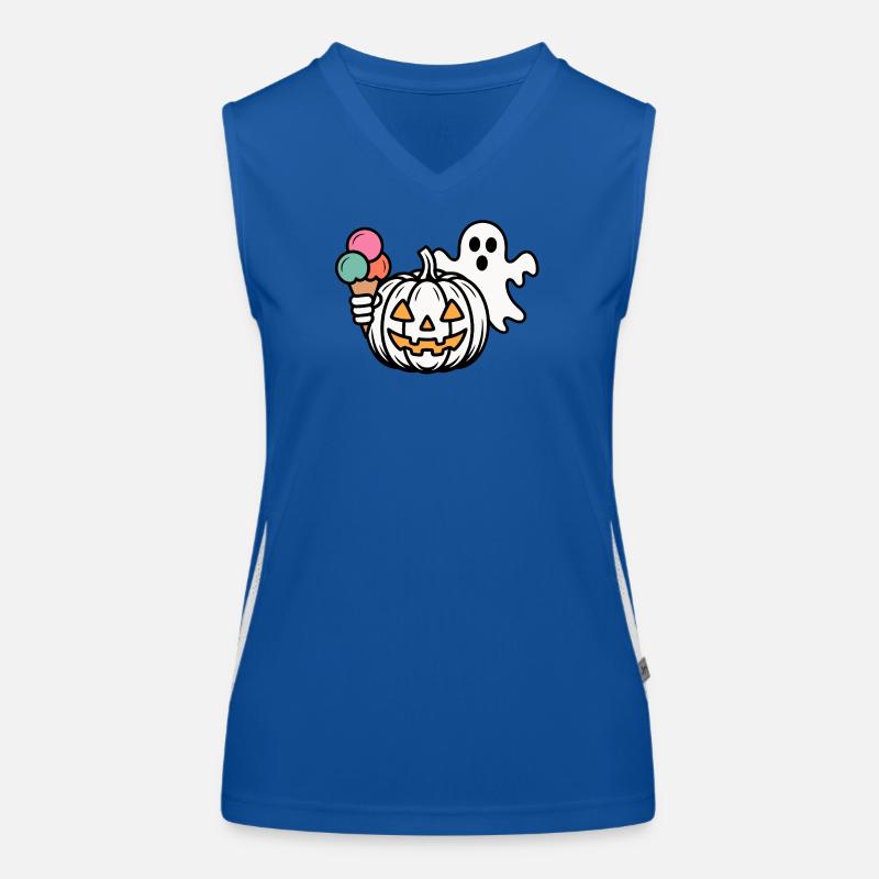 Halloween Kürbis mit Geist und Eiscreme Women's Functional Contrast Tank Top