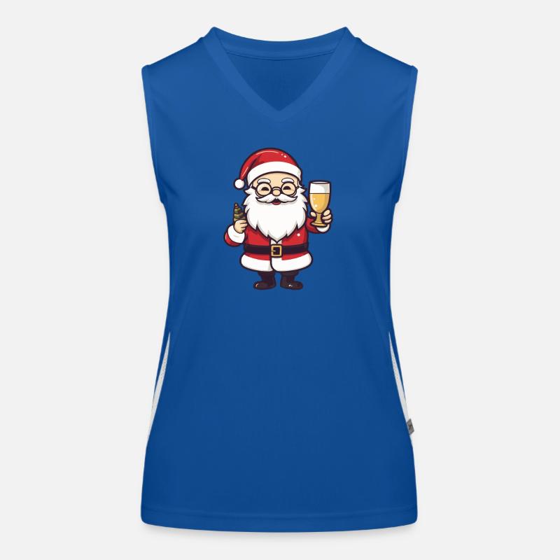 Weihnachtsmann Drinking Comic Weihnachten Funktionelles Kontrast-Tank Top für Frauen