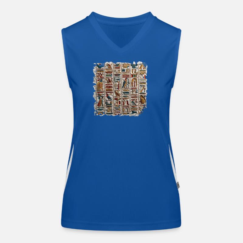 Egyptian Hieroglyphics Stone Relief Women's Functional Contrast Tank Top