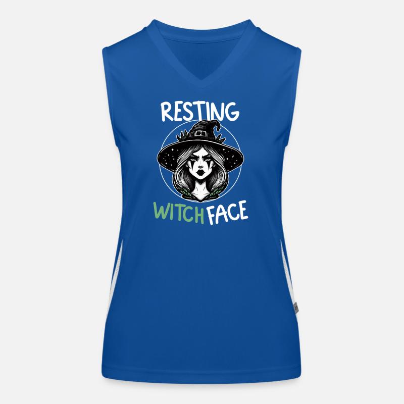 Witch Face at Rest Illustration Women's Functional Contrast Tank Top