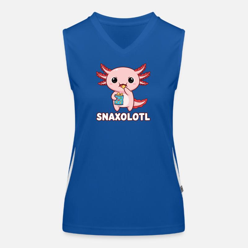 Mignon axolotl rose mangeant des chips Débardeur respirant contrasté Femme