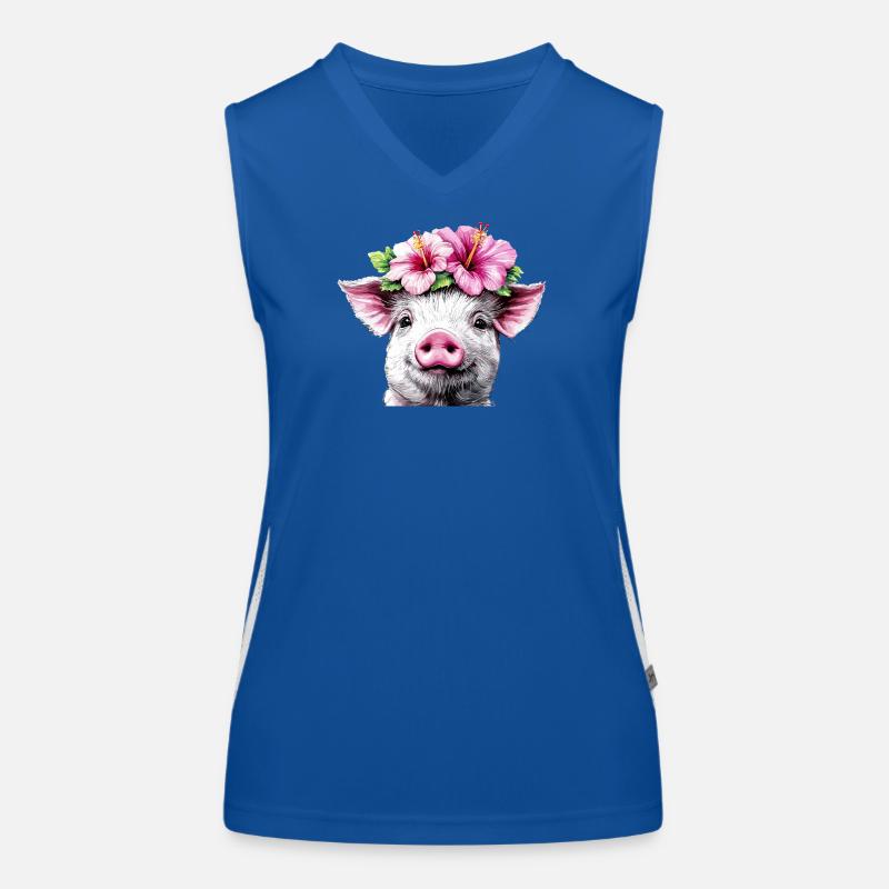 Hibiscus Crown Pig Women's Functional Contrast Tank Top