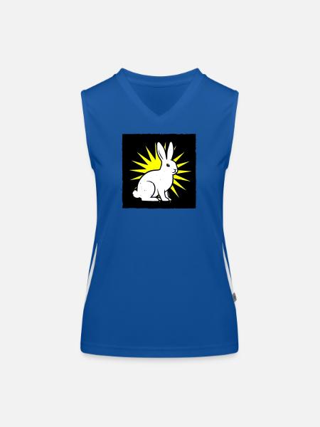 Cool bunny in punk rock & pop art style - Women's Functional Contrast Tank Top - royal/white - Front