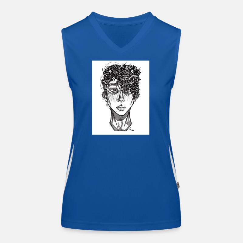 Doodle The Face Women's Functional Contrast Tank Top