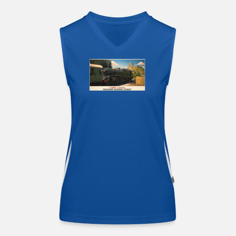 Affiche du train à vapeur du château de Corfe Débardeur respirant contrasté Femme