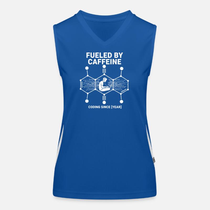 Fueled by Caffeine Coding Shirt | Programmer Women's Functional Contrast Tank Top