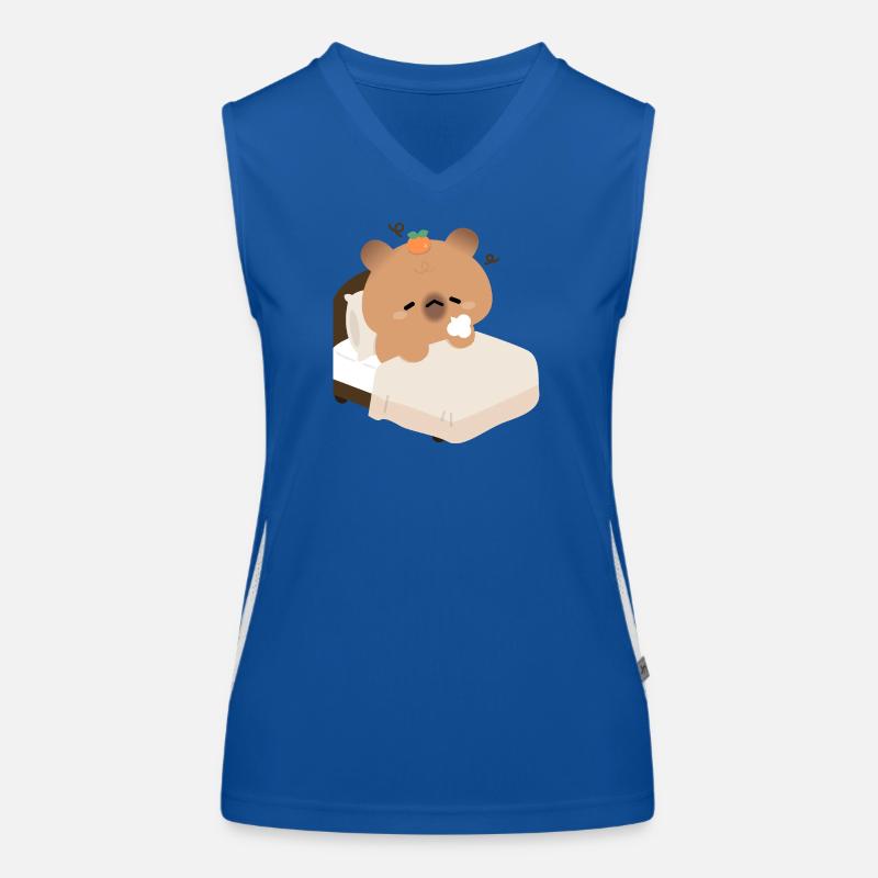 Capybara endormi dans un lit douillet Débardeur respirant contrasté Femme