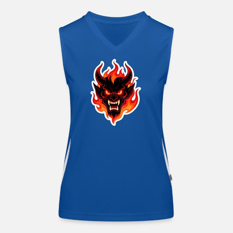 Feuriger Dämonenkopf Funktionelles Kontrast-Tank Top für Frauen