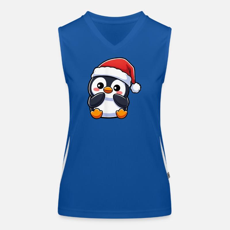 Dessin animé de Noël Penguin Kawaii Chibi Débardeur respirant contrasté Femme