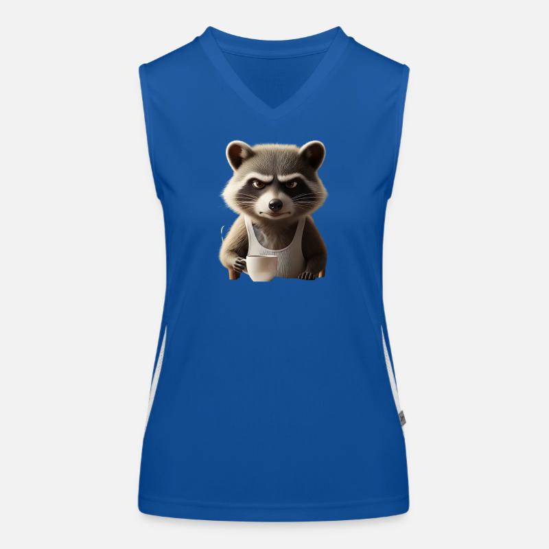Grumpy Waschbär mit Kaffee – Morgenmuffel Design Débardeur respirant contrasté Femme