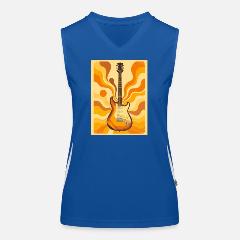Psychedelische Retro-Gitarre mit lebendigen Siebzigern Funktionelles Kontrast-Tank Top für Frauen