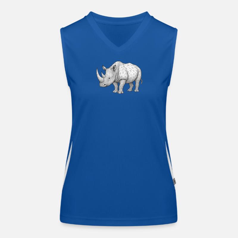 Rhino Wireframe Pattern Women's Functional Contrast Tank Top