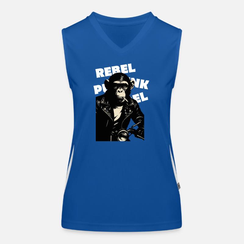 Rebellious Monkey on the motor Women's Functional Contrast Tank Top
