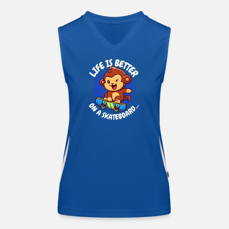 Life Is Better Skateboard Monkey Monkey Women's Functional Contrast Tank Top