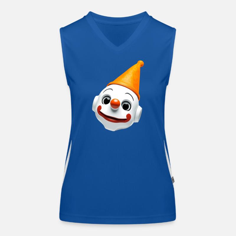 Clown face with orange hat Women's Functional Contrast Tank Top