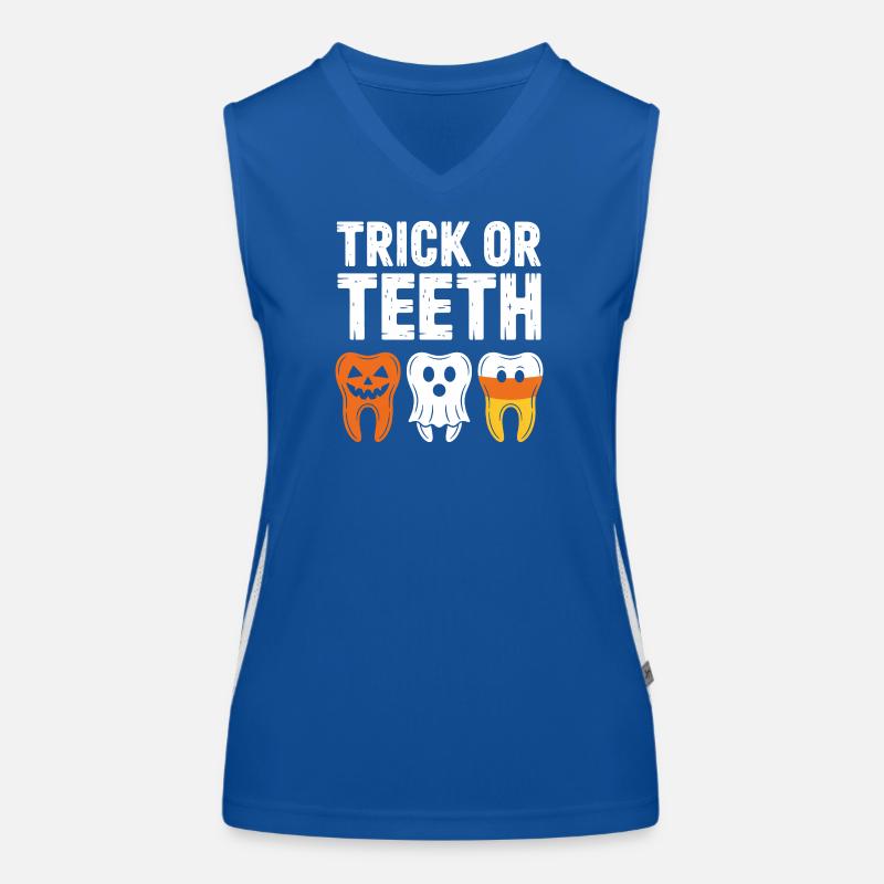 Trick oder Teeth: Halloween Teeth Trio Funktionelles Kontrast-Tank Top für Frauen