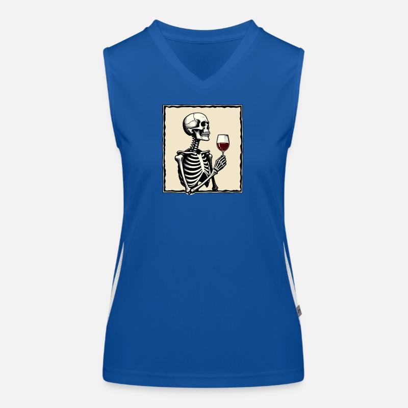 Skelett mit Weinglas Funktionelles Kontrast-Tank Top für Frauen