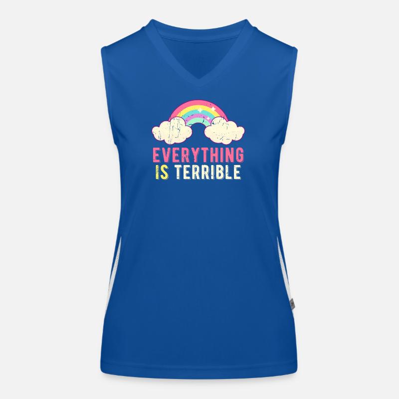 Everything Is Terrible Sarcasm Pastel Rainbow Women's Functional Contrast Tank Top