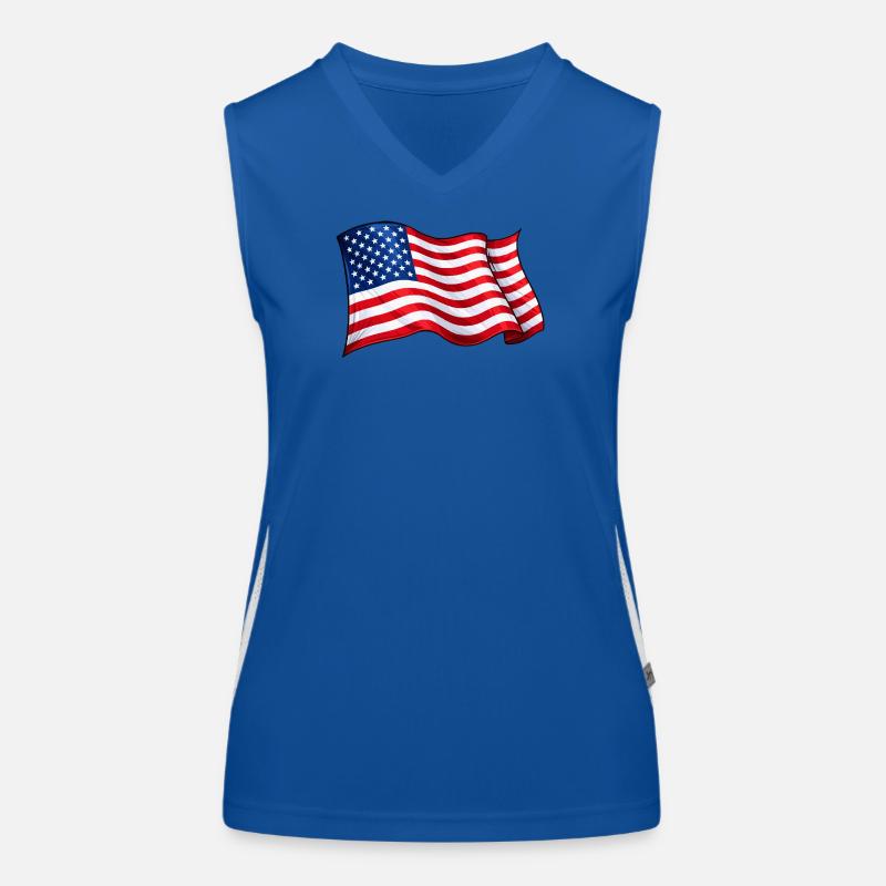 Motif de vague du drapeau américain Débardeur respirant contrasté Femme