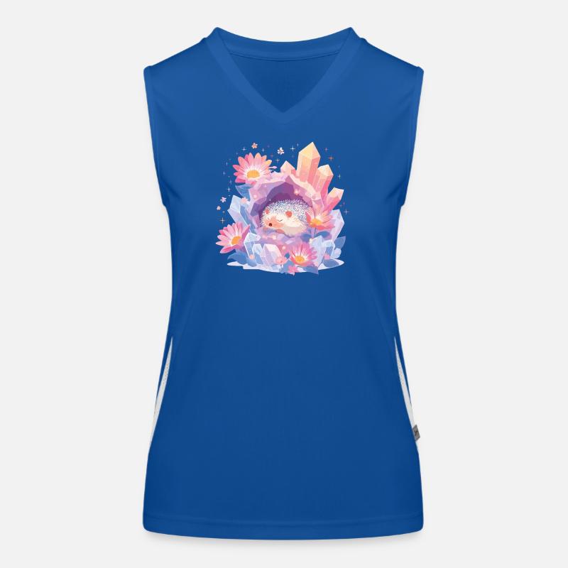 Schlafender Igel im Kristallgarten Funktionelles Kontrast-Tank Top für Frauen