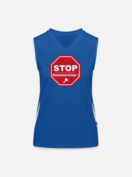 stop hammertime - Débardeur respirant contrasté Femme - bleu/blanc - Devant