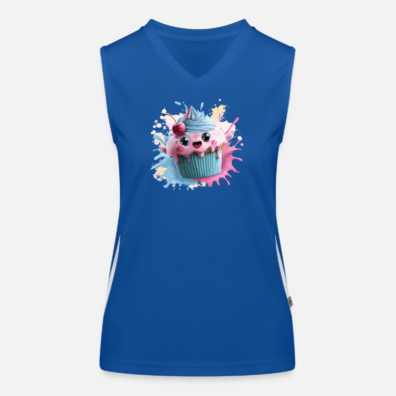 Kawaii Cupcake Splash mit Kirsche Funktionelles Kontrast-Tank Top für Frauen