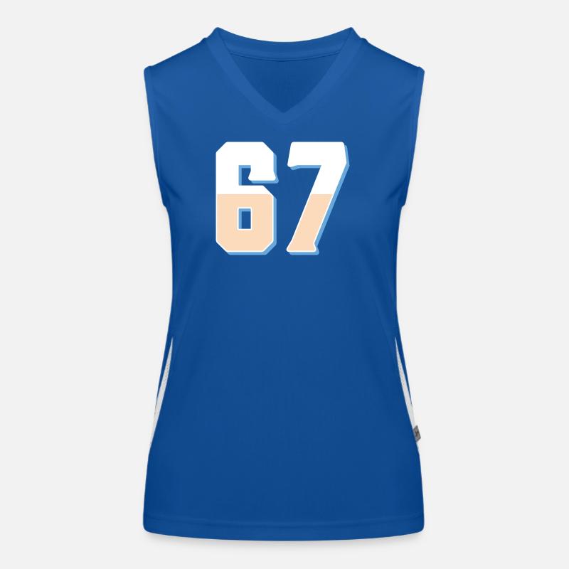 6 7 – Trendy minimalist text design, Women's Functional Contrast Tank Top