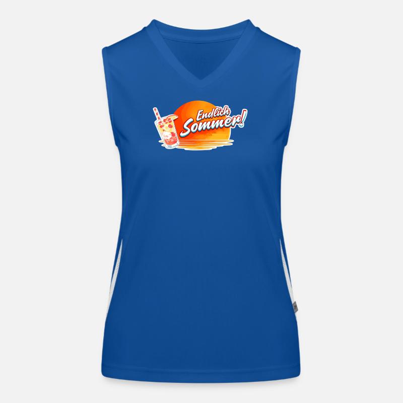 Endlich Sommer Sonnen Drink Grafik Funktionelles Kontrast-Tank Top für Frauen