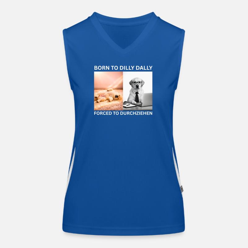 Labrador Meme - Born to Dilly Dally / Forced to Lo Funktionelles Kontrast-Tank Top für Frauen