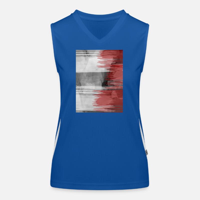 Red Brush Stripe on Gray Background Women's Functional Contrast Tank Top