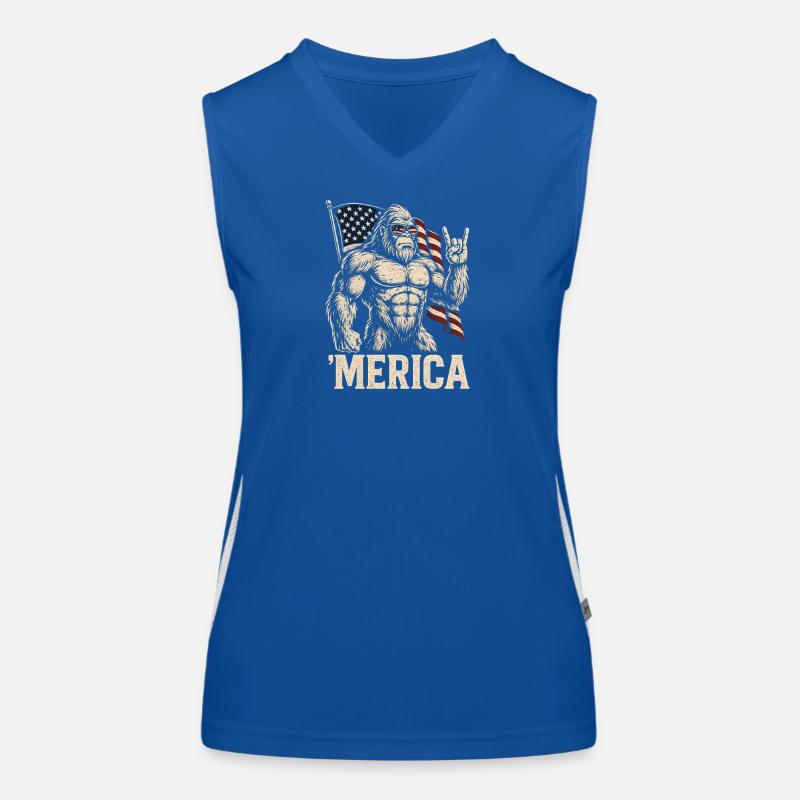 Amerika Bigfoot Lustiger Bigfoot zum 4. Juli Ameri Funktionelles Kontrast-Tank Top für Frauen