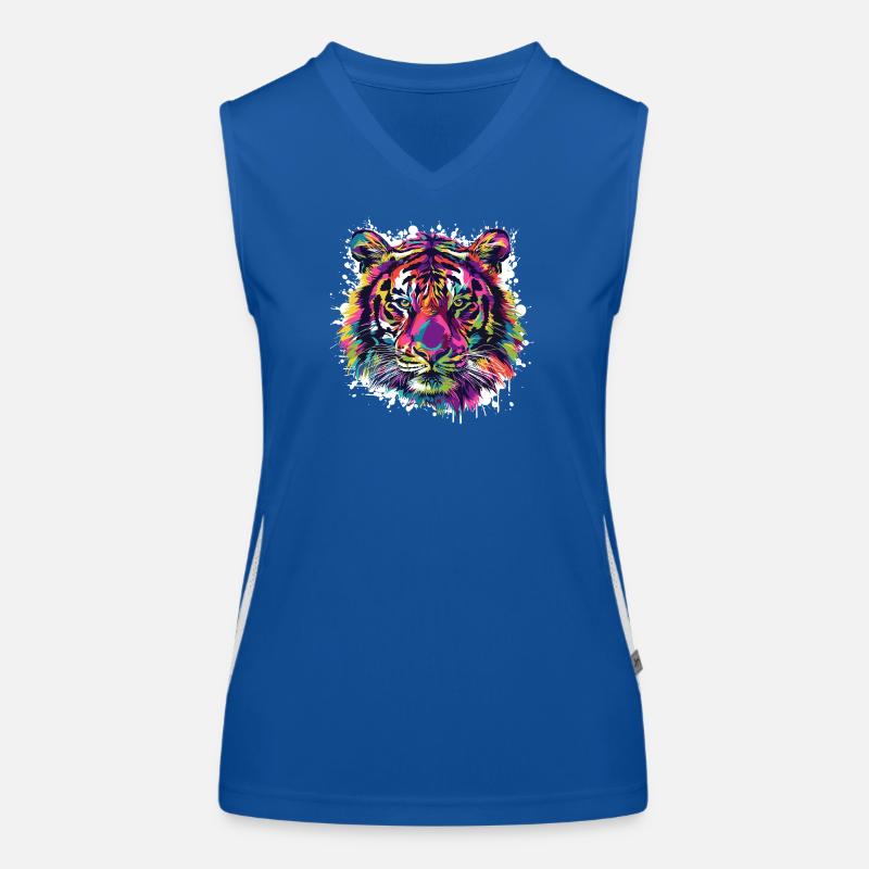 Tiger Tier Farbklecks Funktionelles Kontrast-Tank Top für Frauen