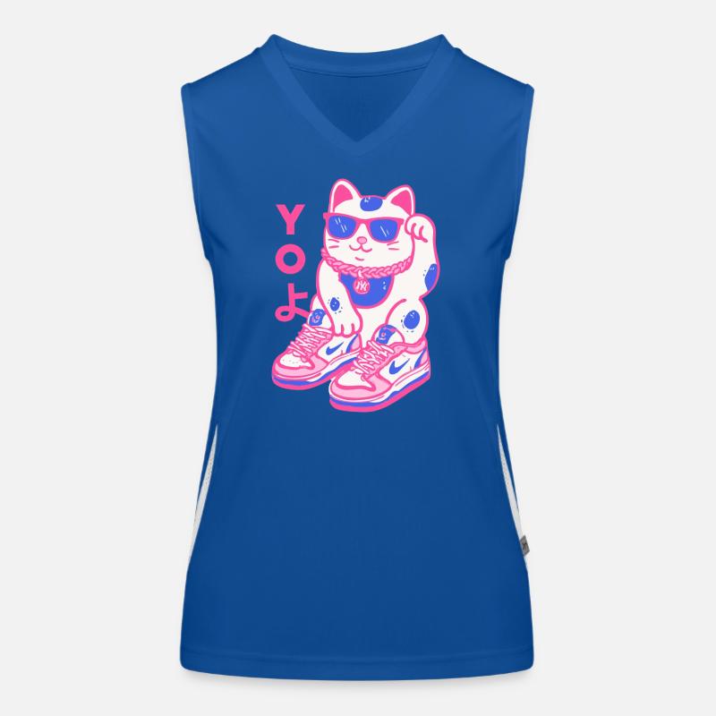 Neon Maneki Sneaker Katze Funktionelles Kontrast-Tank Top für Frauen