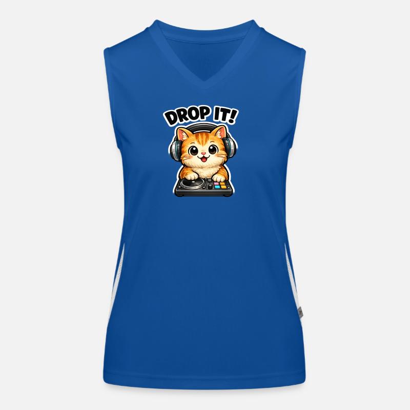 Drop It DJ-Katze Funktionelles Kontrast-Tank Top für Frauen