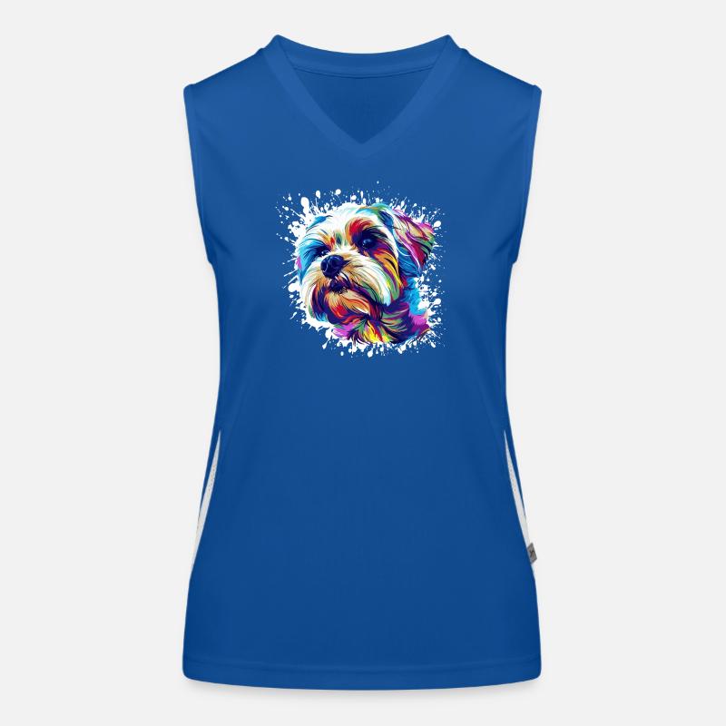 Hund Hundeporträt Pop-Art Funktionelles Kontrast-Tank Top für Frauen