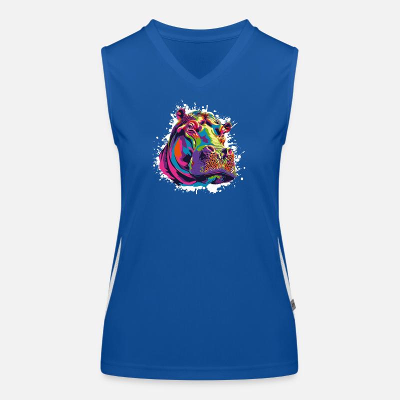 Nilpferd Kunst Comic Funktionelles Kontrast-Tank Top für Frauen