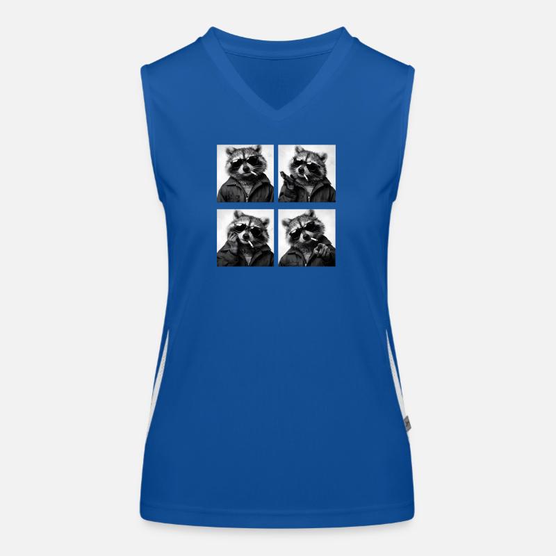 Waschbär Noir Vierfach: Sonnenbrille Zigarette Funktionelles Kontrast-Tank Top für Frauen