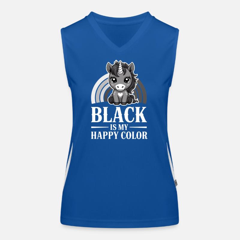 Le noir est ma licorne de couleur joyeuse Débardeur respirant contrasté Femme