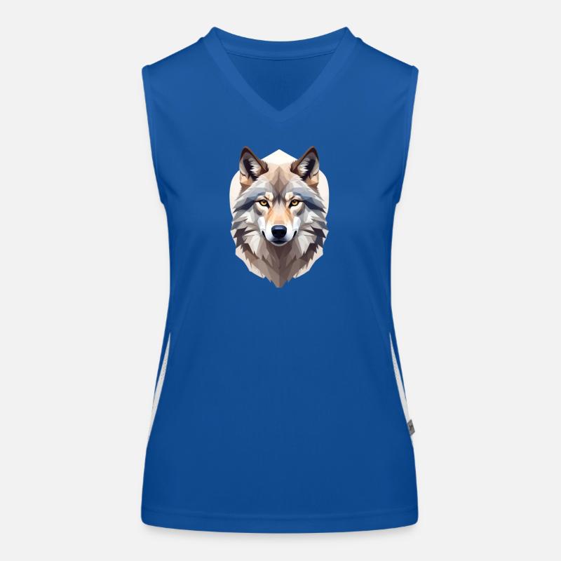 Geometric Wolf Head Women's Functional Contrast Tank Top