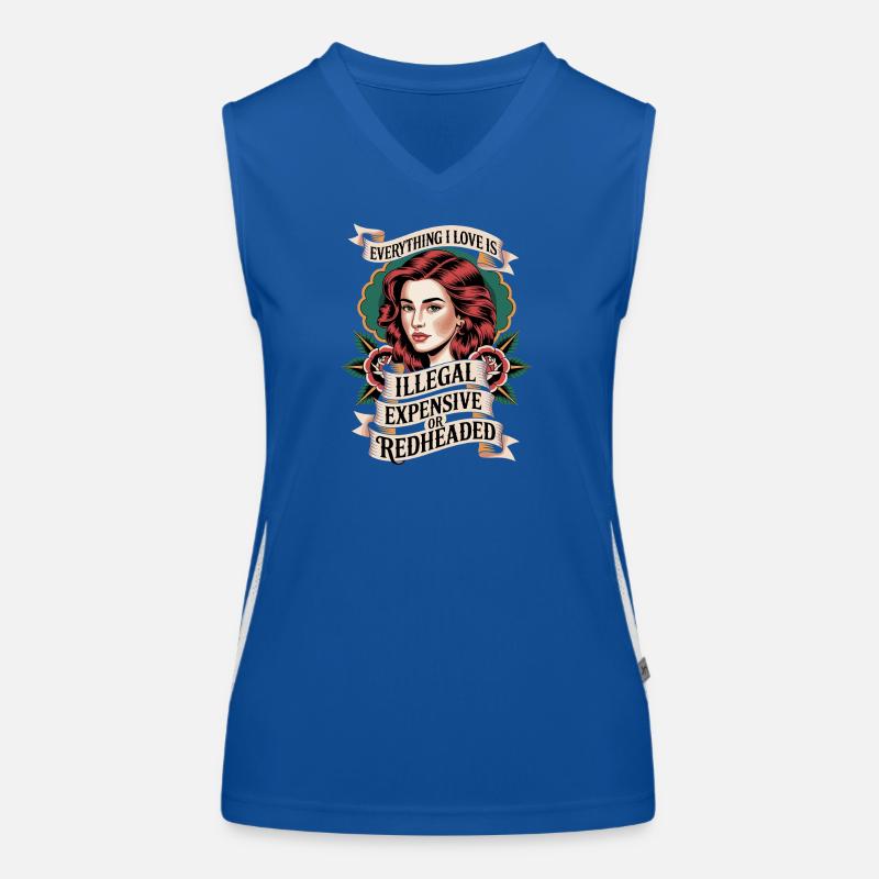 Everything I Love Is Illegal Expensive Rothaarig Funktionelles Kontrast-Tank Top für Frauen