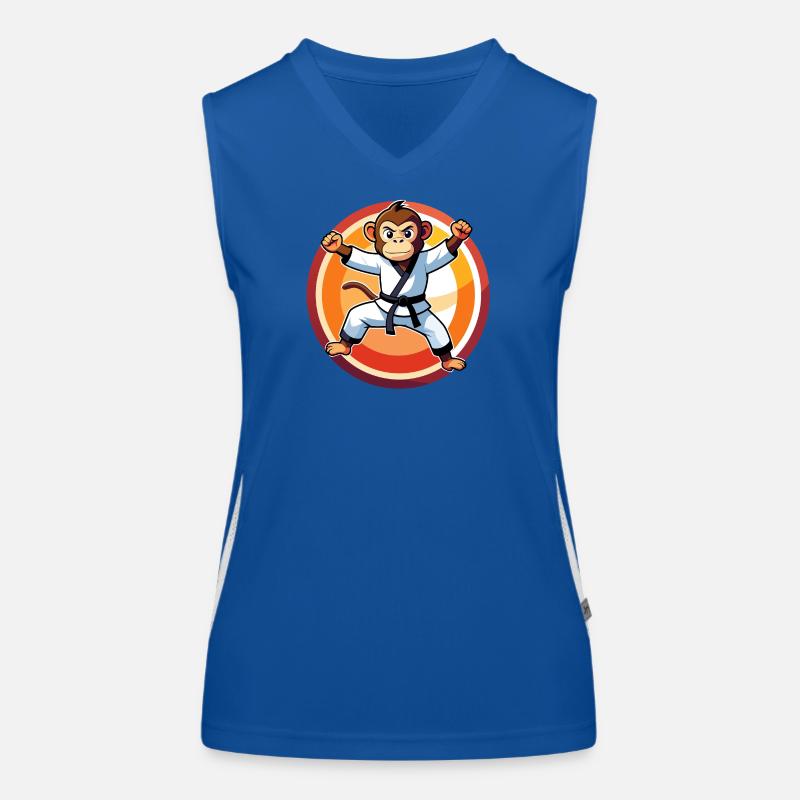 Affe im Karateanzug Karate Training Kinder Motiv Funktionelles Kontrast-Tank Top für Frauen