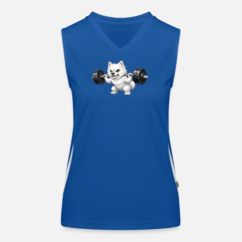 Süßer spitz Hund Cartoon Gewichtheber Workout  Funktionelles Kontrast-Tank Top für Frauen