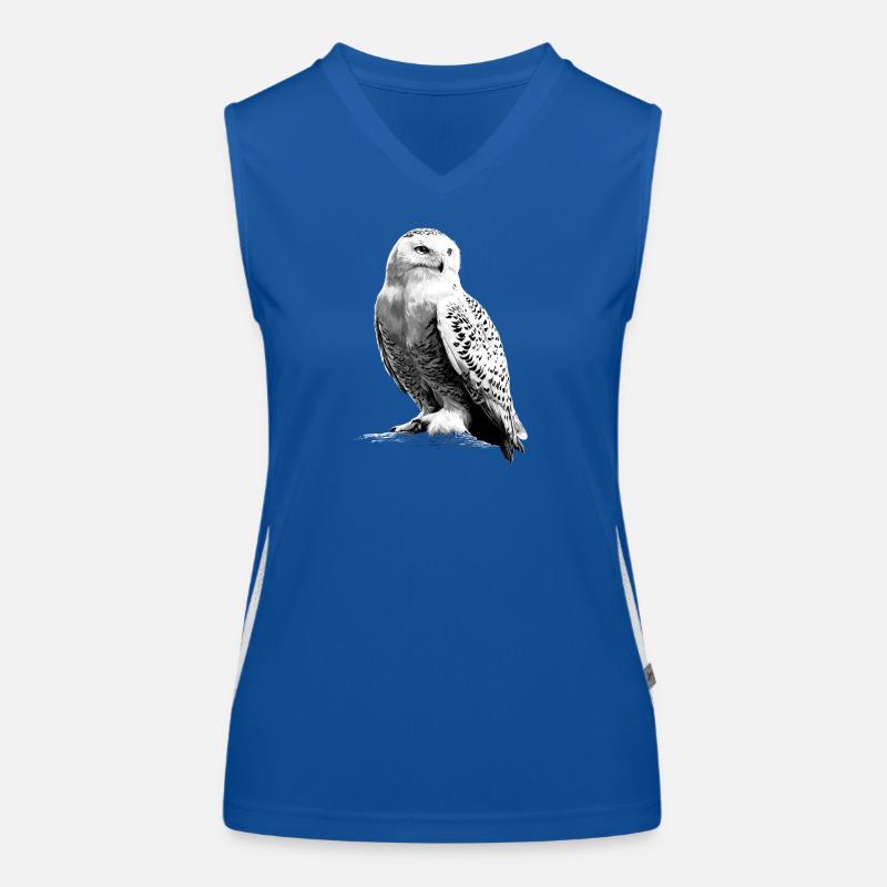Schneeeule Weiße Eule Kauz Uhu Owl Schnee Eulen Funktionelles Kontrast-Tank Top für Frauen