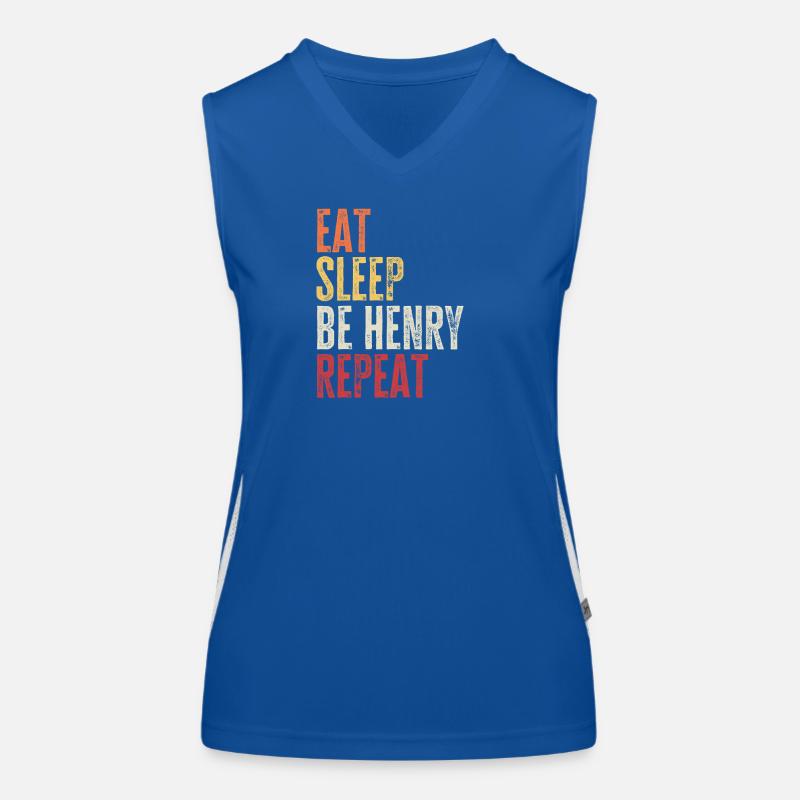 Eat Sleep Be Henry Repeat Retro Name Women's Functional Contrast Tank Top