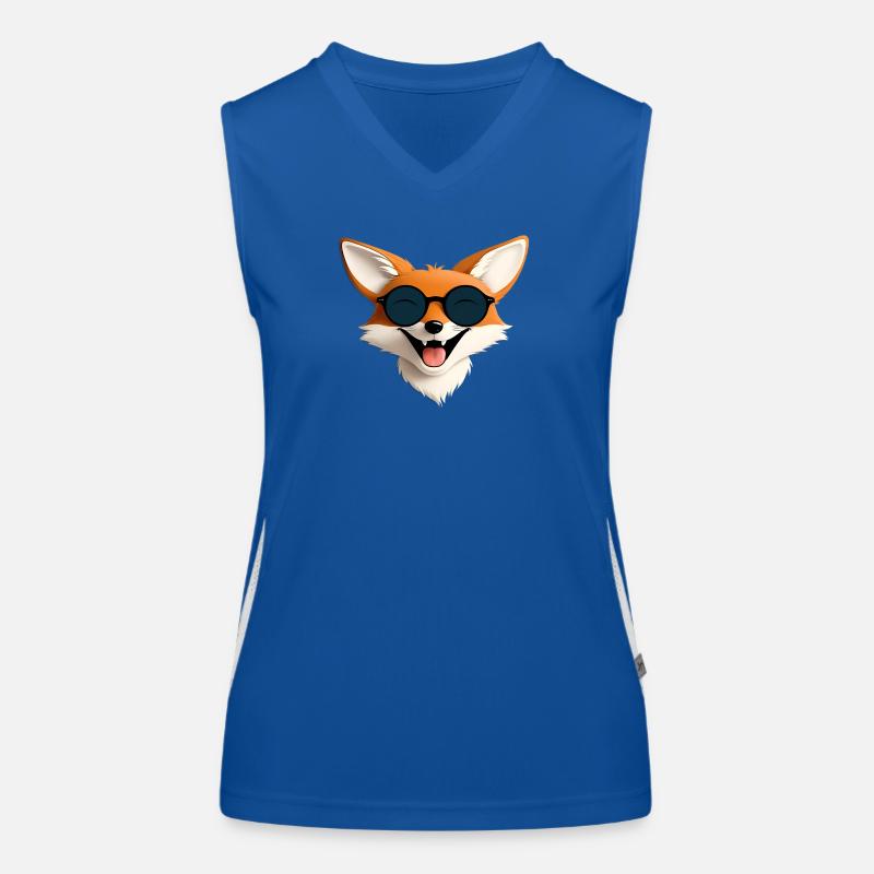 Cheerful fox with sunglasses Women's Functional Contrast Tank Top