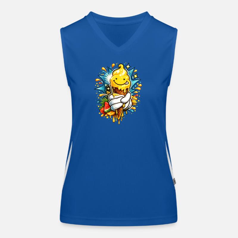 Fröhliche Schmelzende Eiscreme Illustration  Funktionelles Kontrast-Tank Top für Frauen